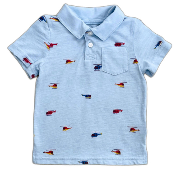 Cat & Jack Baby Boy's Blue Helicopter Short Sleeve Tee T-Shirt Size 18M - Picture 1 of 9
